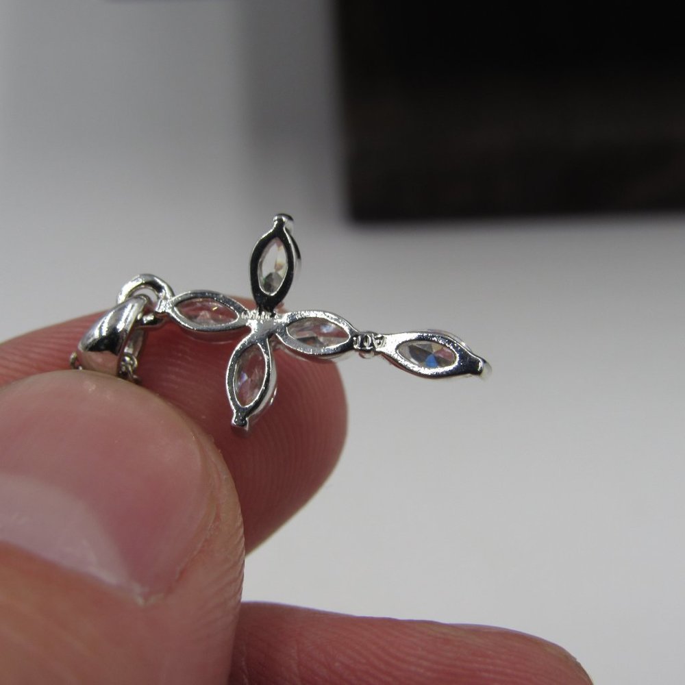 16" Sterling Silver Cubic Zirconia Cross Necklace - Picture 4 of 6
